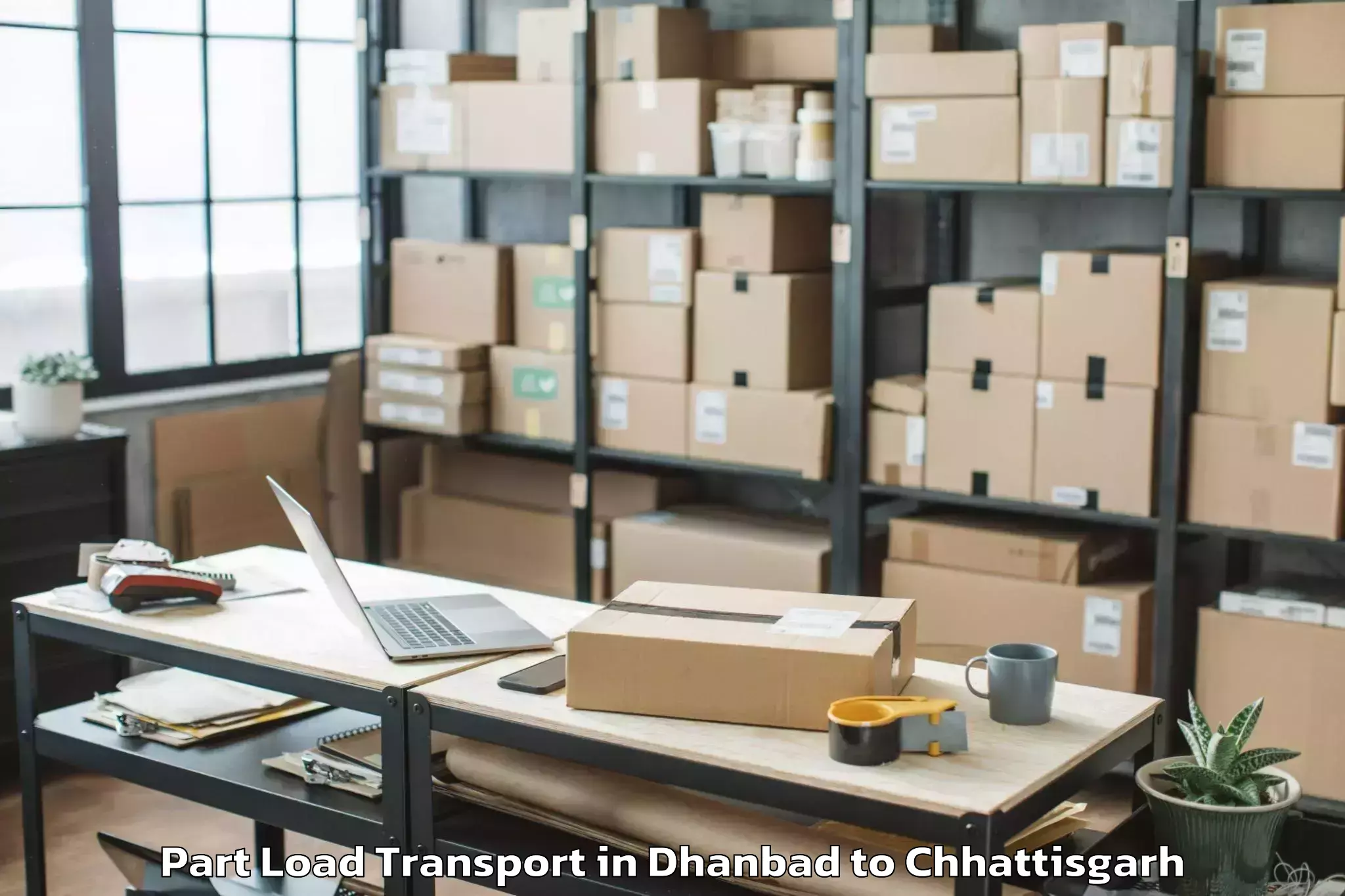 Book Dhanbad to Gariyaband Part Load Transport